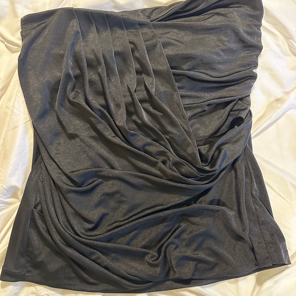 Elegant Black Draped Women's Strapless Top